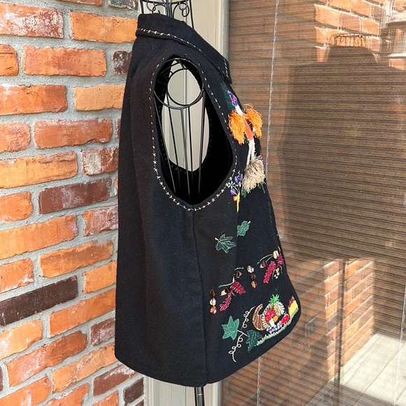 🍁Vintage Paul Harris Design Embroidered Fall/Harvest Themed Vest Size L EUC 🍁 - Picture 2 of 15